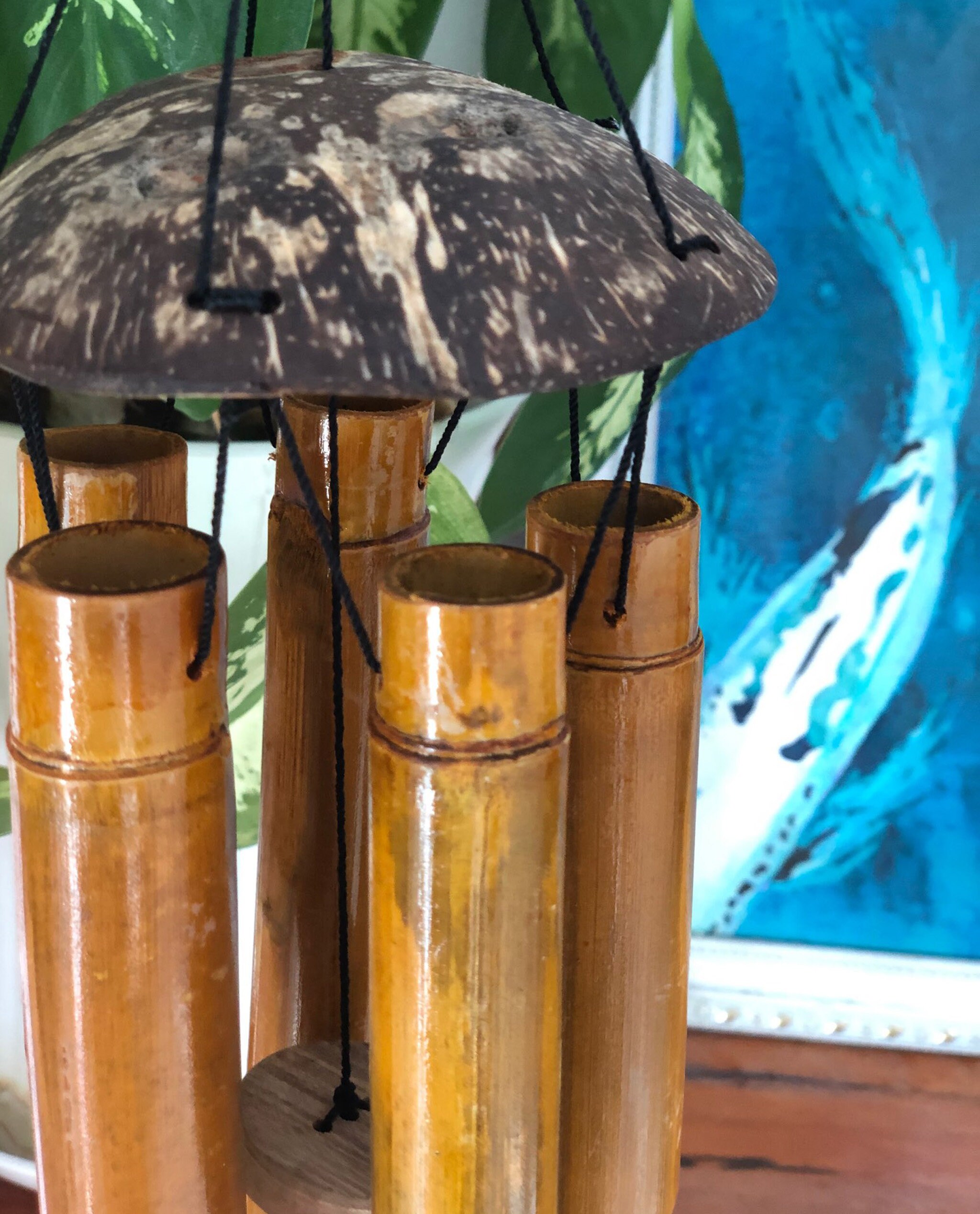 Bamboo Wind Chime Coconut Shell Outdoor Garden Decoration Etsy