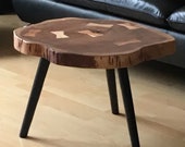 Industrial Side Table Small Vintage Furniture Rustic Solid Wood Sofa End Plant Lamp Stand Retro Style Living Room Coffee Unit Chic Metal Leg