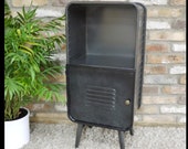 Metal Industrial Cabinet Vintage Retro Bedside Table Side Display Storage Unit Black Small Cupboard Furniture Urban Sideboard Lamp Stand