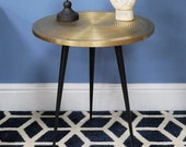 Industrial Side Table Vintage Round Sofa End Coffee Furniture Retro Rustic Metal Brass Plant Lamp Stand Living Room Telephone Storage Unit