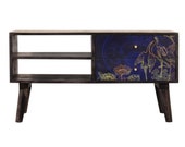 Nordic Media Cabinet Scandinavian Modern Style TV Stand Art Deco 2 Storage Drawers Shelf Unit Rustic Solid Wood Mid Century Danish Sideboard