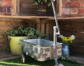 Metal Garden Trolley Rustic Plant Storage Cart Antique Wheelbarrow Planter Industrial Patio Pot 3 Wheels Stand Outdoor Decor Unit
