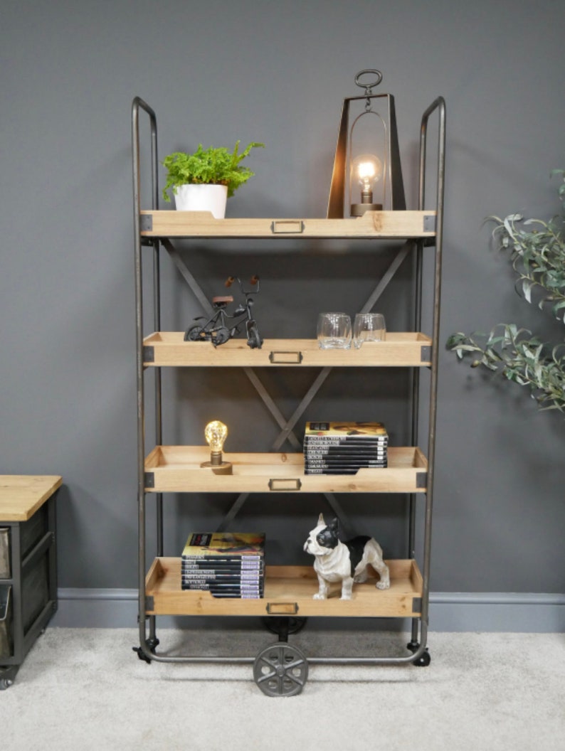 Industrial Shelving Unit Vintage Retro Style Bookcase Large Etsy UK