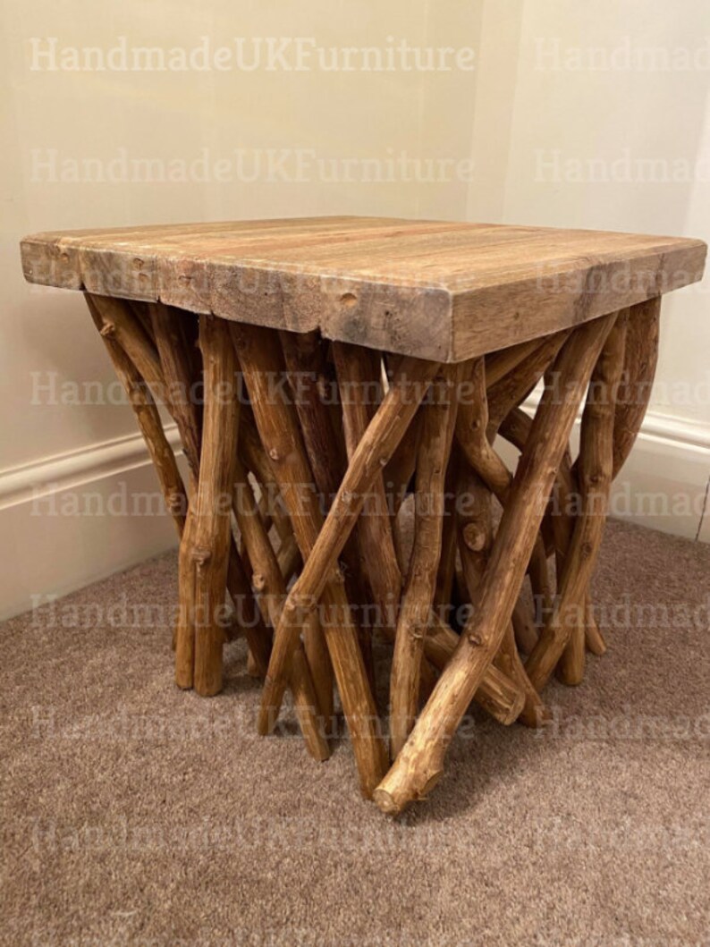 Driftwood Side Table Rustic Coffee Table Solid Wood Square Etsy