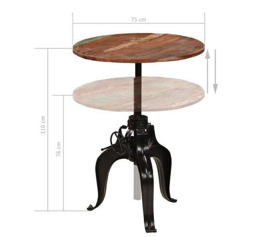 Vintage Industrial Side Table Small Round Furniture Metal Rustic End Retro Wood