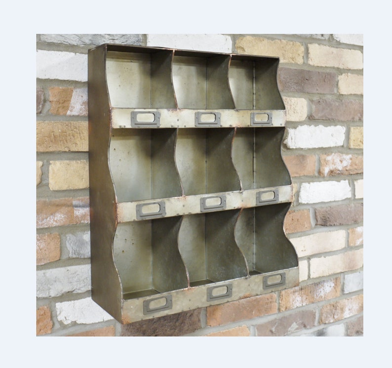 Pigeon Hole Rustic Metal Wall Storage Shelf Vintage Etsy UK