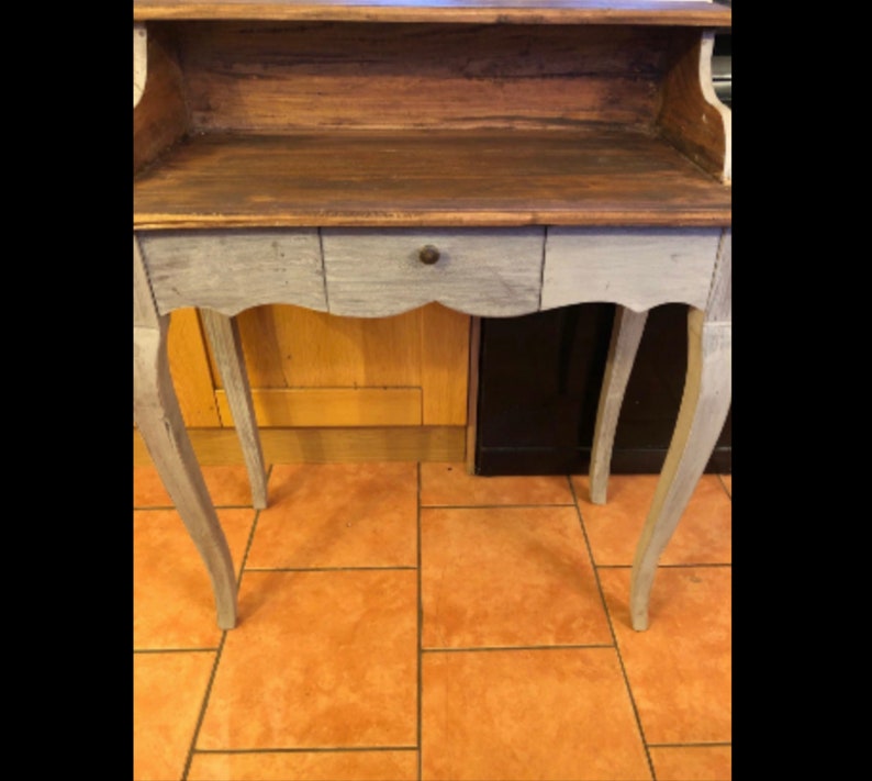 Vintage Writing Desk Small Side Table Antique French Furniture Shabby Chic Secretary Bureau Computer Laptop Console Rustic Solid Wood Drawer