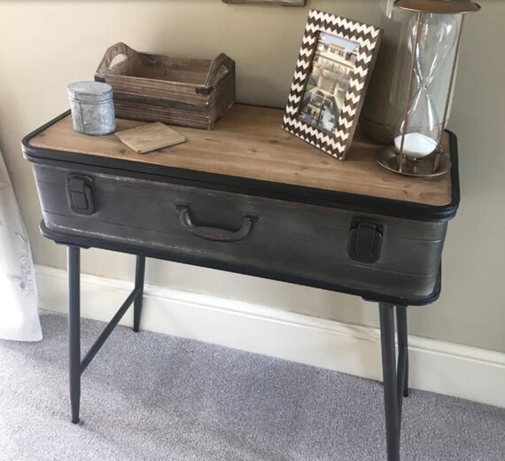 Industrial Console Table Vintage Hallway Furniture Rustic Wood Etsy