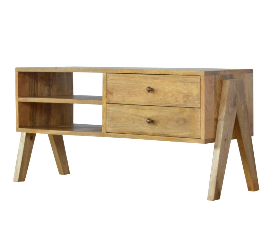 Soporte de TV rústica pieza de medios de madera maciza Vintage | Etsy