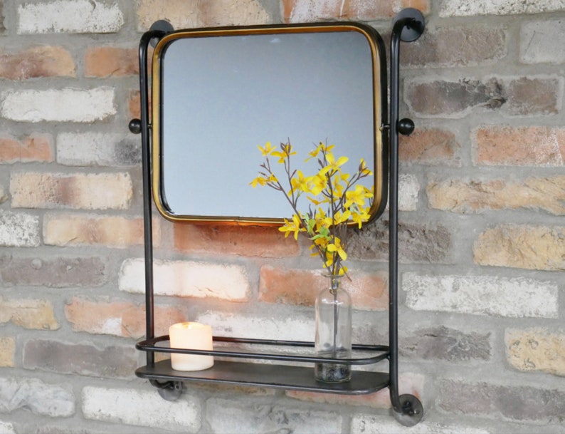 Industrielle Wand Spiegel Vintage Retro Regal rustikale Metall | Etsy
