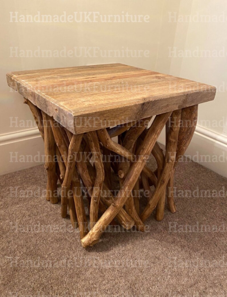 Driftwood Side Table Rustic Coffee Table Solid Wood Square Etsy