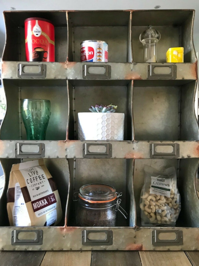 Pigeon Hole Rustic Metal Wall Storage Shelf Vintage Etsy UK
