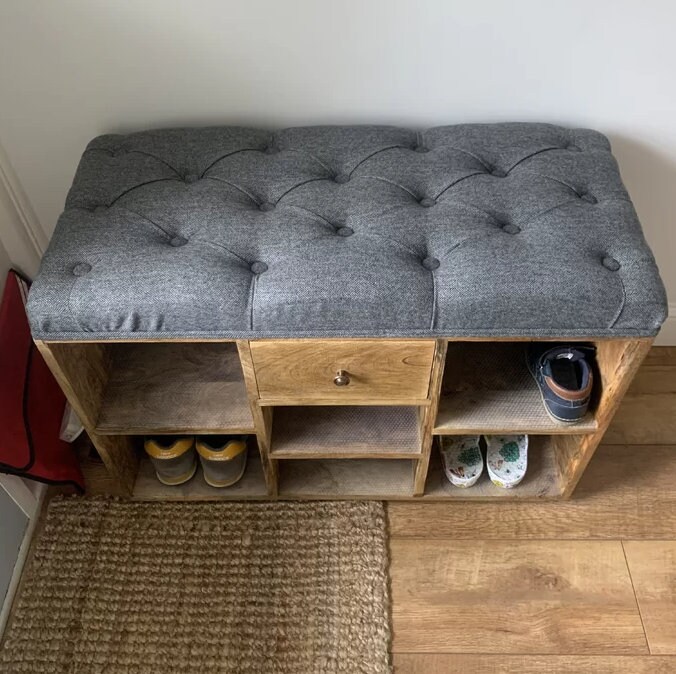 Rustic Shoe Bench Scandinavian Modern Hallway Furniture Shabby Etsy UK