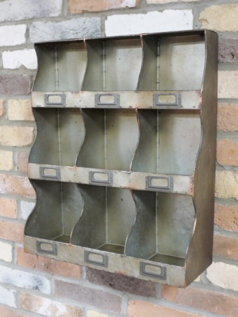 Pigeon Hole Rustic Metal Wall Storage Shelf Vintage Etsy UK