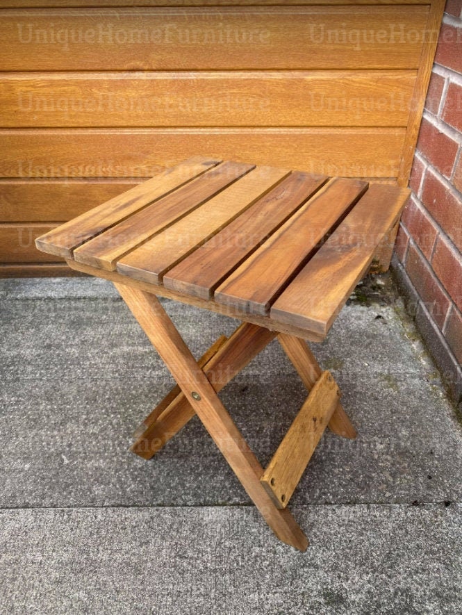 Small Garden Table Solid Wood Folding Patio Furniture Square | Etsy
