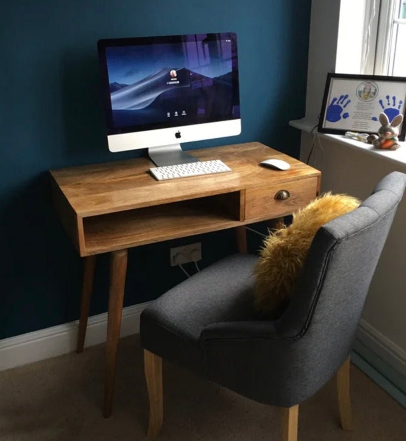 Rustic Computer Desk Solid Wood Office Writing Table Nordic Etsy