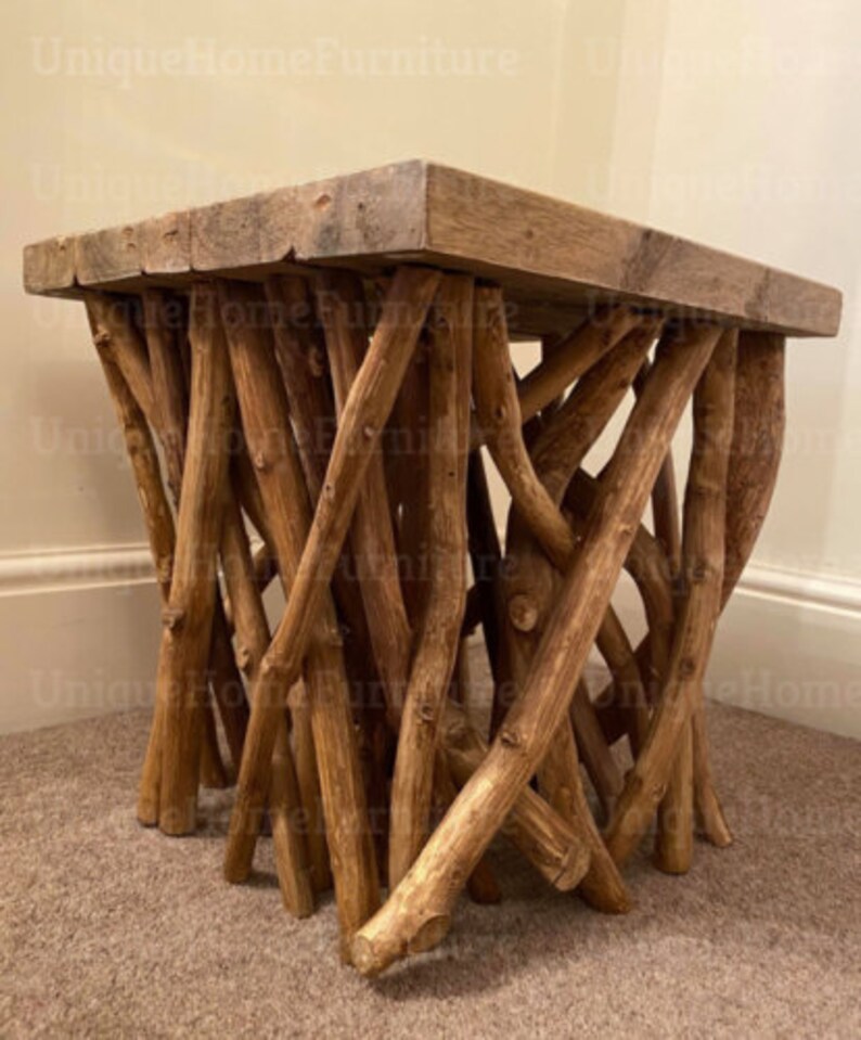 Driftwood Side Table Rustic Coffee Table Solid Wood Square Etsy