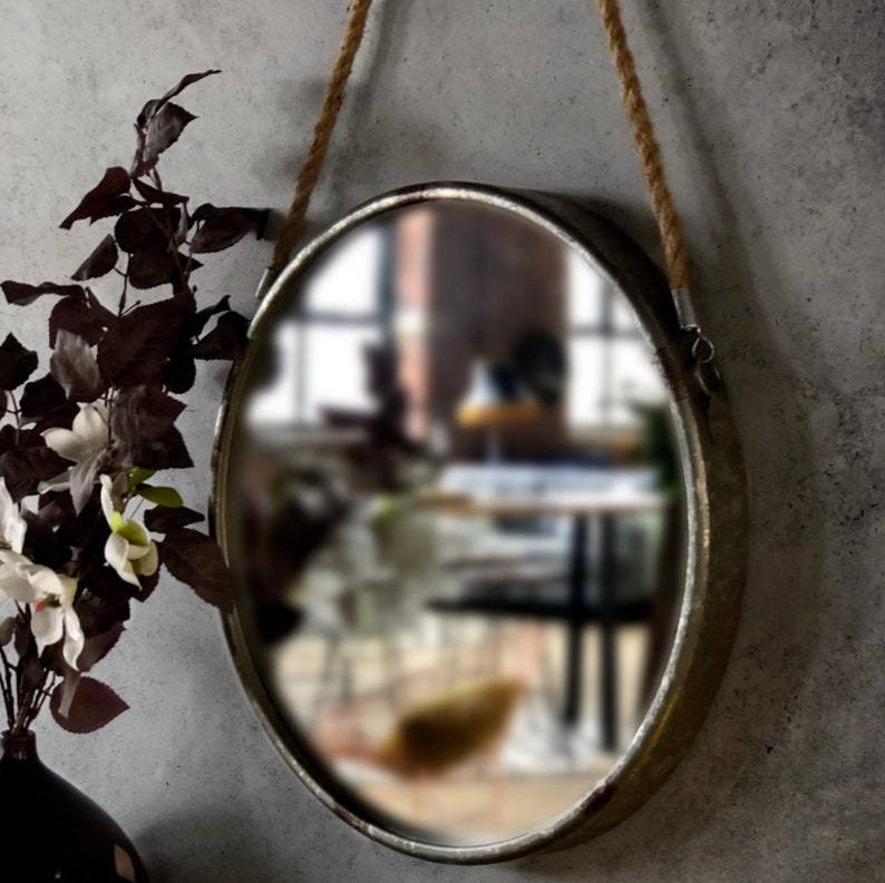 Industrial Wall Mirror Rustic Metal Furniture Vintage Round Etsy UK