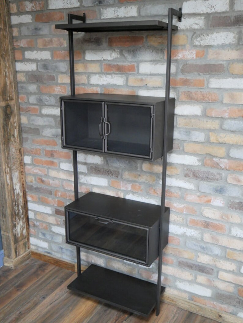 Industrial Display Vintage Wall Shelving Unit Rustic Etsy UK