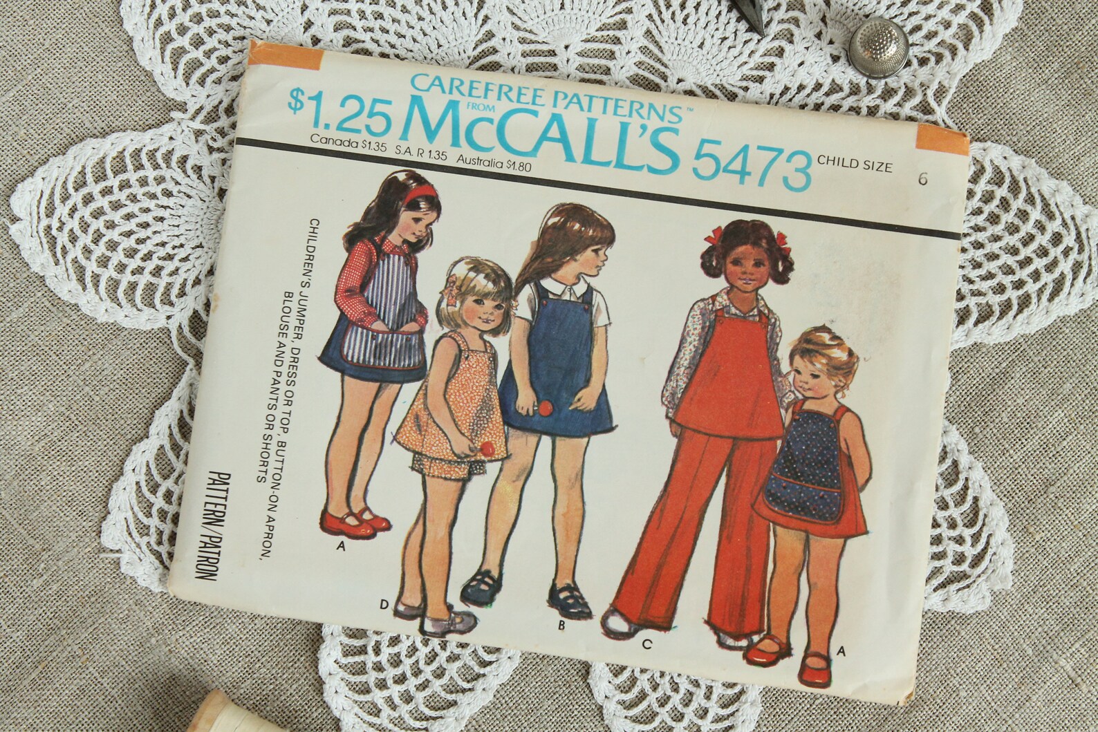 Simplicity 5473 Pattern Vintage Mccall's Girls Jumper & Apron Dress Pattern / Girls Top, Blouse ...