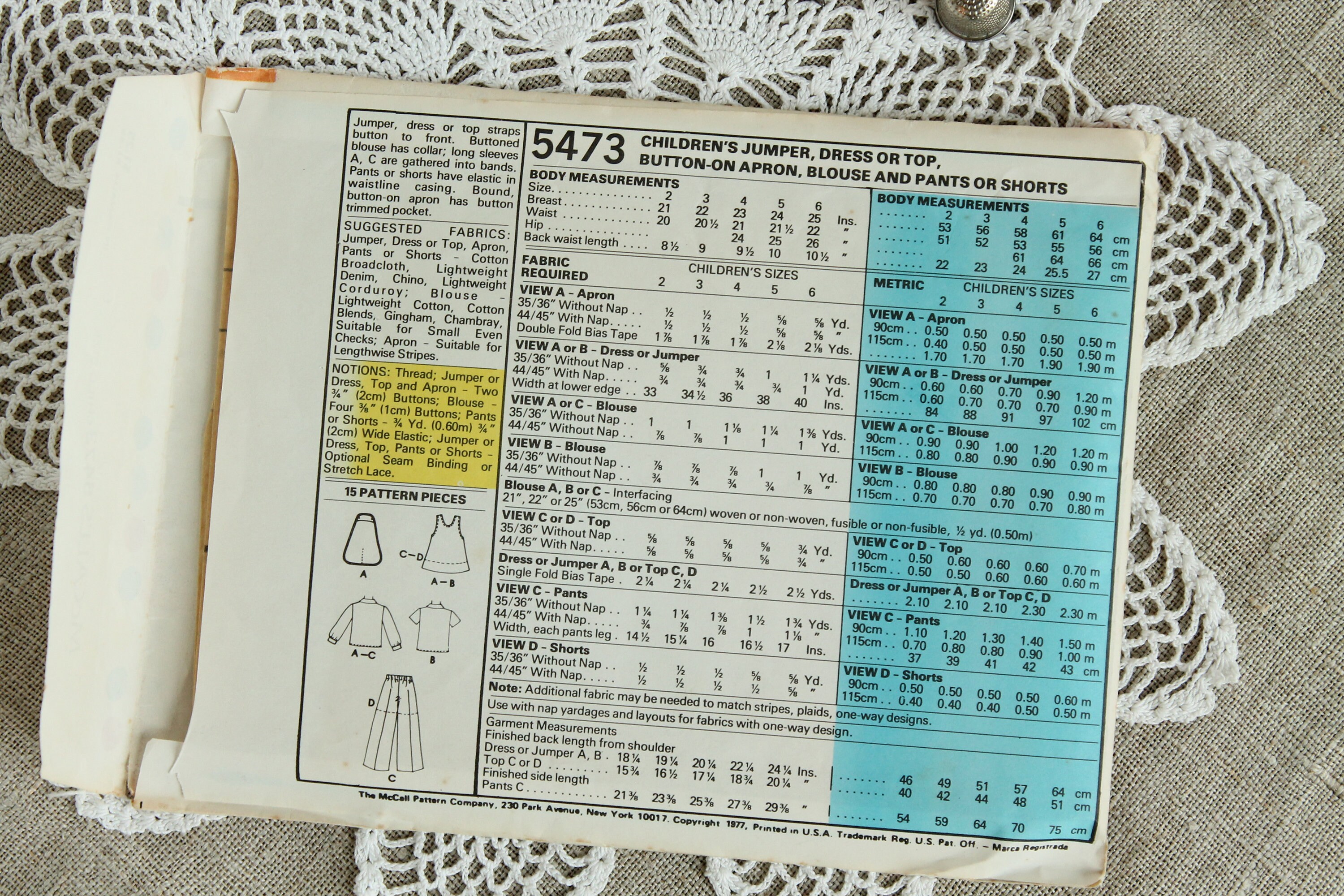 Vintage Mccall's Girls Jumper & Apron Dress Pattern / Girls Top, Blouse ...
