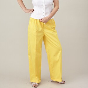 Women Cotton Pants in Bright Colors, with Loose Cut Design, Pleats and Belt Loops, Custom Sizes Available image 1