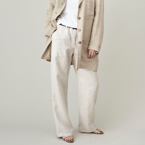 Effortlessly Chic Linen Pants: Mid Rise, Relaxed Straight Cut, Perfect for Sunny Days, Women's Summer Essential