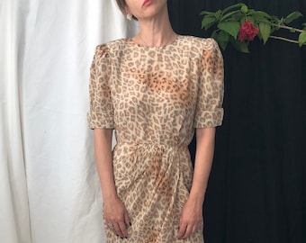 Vintage Silk Dress Size US 8 | Animal Print Silk Dress Size UK 12 - FTV175