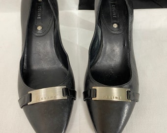 Vintage Celine Shoes for Women Size US6, EU36 | Classic Black Leather Heels - FTV893