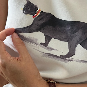 Vintage Seide Tank Top Frauen 4 - 6 | Creme Crepe de Chine, Panther Print Bluse mit Strass-Detail