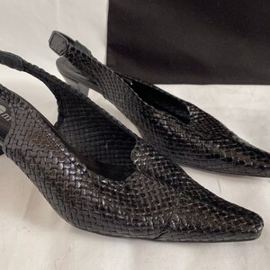 Woven leather pumps online