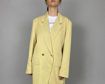 90s Oversized Wool Blazer: Vintage Longline Jacket, Size XL