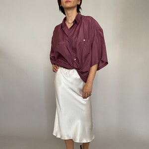en soie vintage pour femme, taille L - XL | Blouse en soie oversize fine comme du papier FTV939