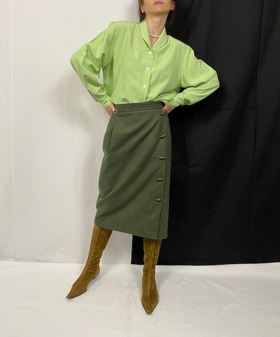 Vintage Silk Blouse for Women Size S - M |Pistachi