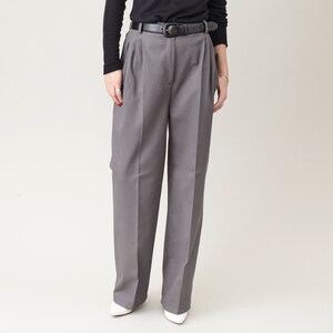 Loose Cut, High Rise Pants for Women Custom Made Cotton Pleated Pants with Press Crease and Welt Pockets image 3