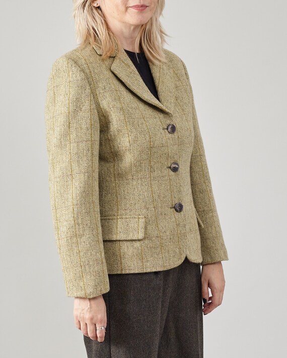 Vintage Max Mara Wool Blazer | Olive Plaid Single… - image 5