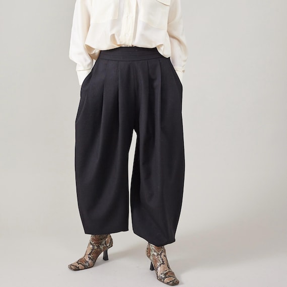 Hakama Trousers, Black 100% Wool High-waisted Pleated Pants - Etsy