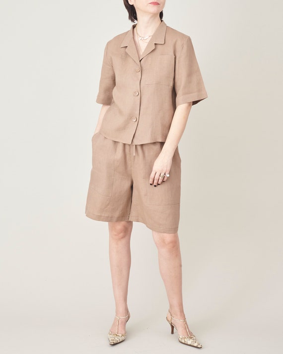 Ensemble 2 pieces en lin sur mesure pour femme avec bermuda et chemisier a manches courtes Short en lin et chemisier assorti Etsy France