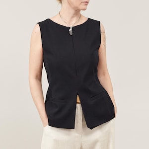 Wool Tailored Vest | Longline Gilet for Chic Workwear