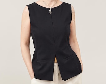 Chaleco de lana a medida / Chaleco largo para ropa de trabajo elegante