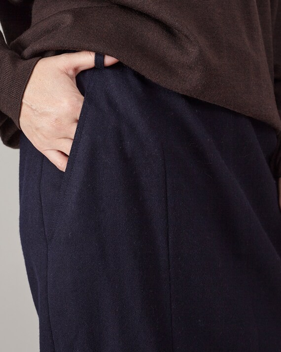 Vintage Navy Wool Midi Skirt for Women Size M - L… - image 7