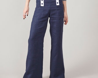 1940s/1950s USN White Sailor Wide Leg Trousers | 29