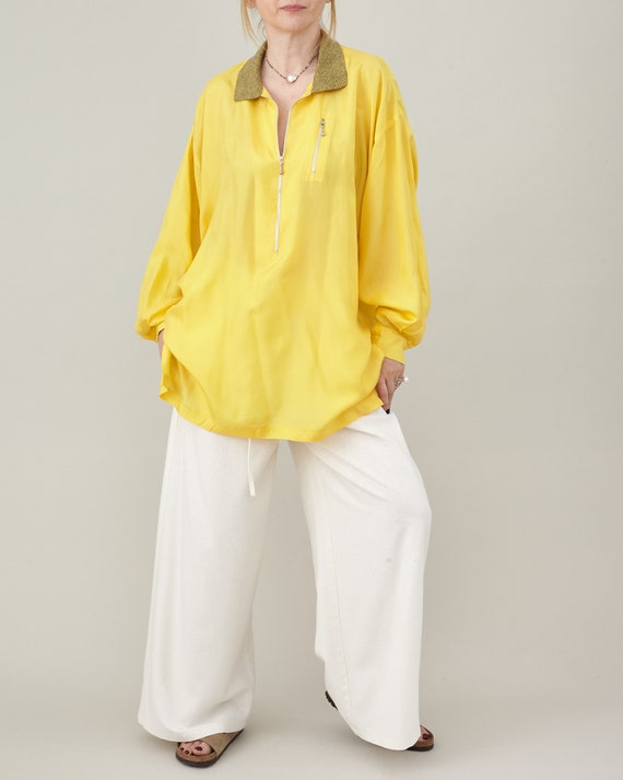 Vintage 90's Pure Silk Oversized Blouse: Casual Y… - image 3