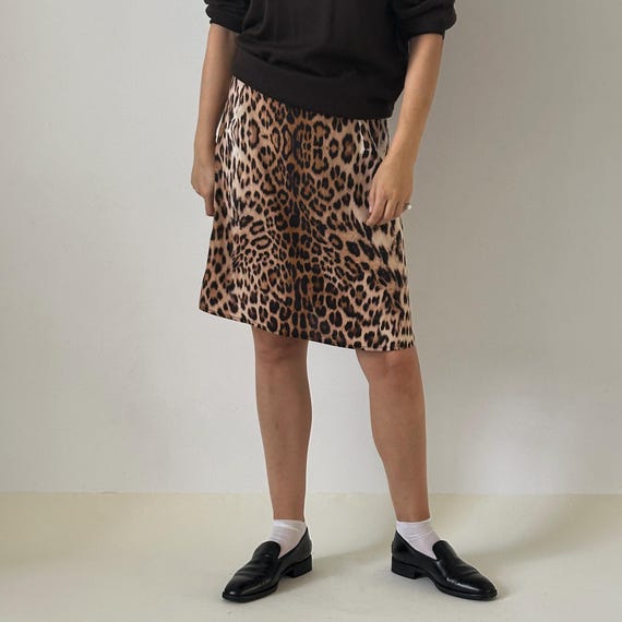 Handmade Leopard Print Pure Silk Skirt — Matte Finish, A-line