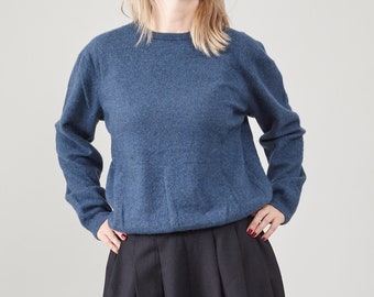 Vintage 100% Cashmere Crew Neck Jumper Women Size M | Dark Blue Premium Essential Knitwear FTV2141