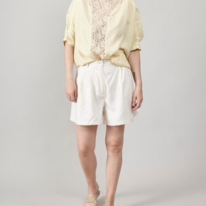 Vintage Butter Yellow Silk Blouse, Lace Detail, Oversized Fit, Women's S-L, Perfect for Summer and Daily Chic image 3