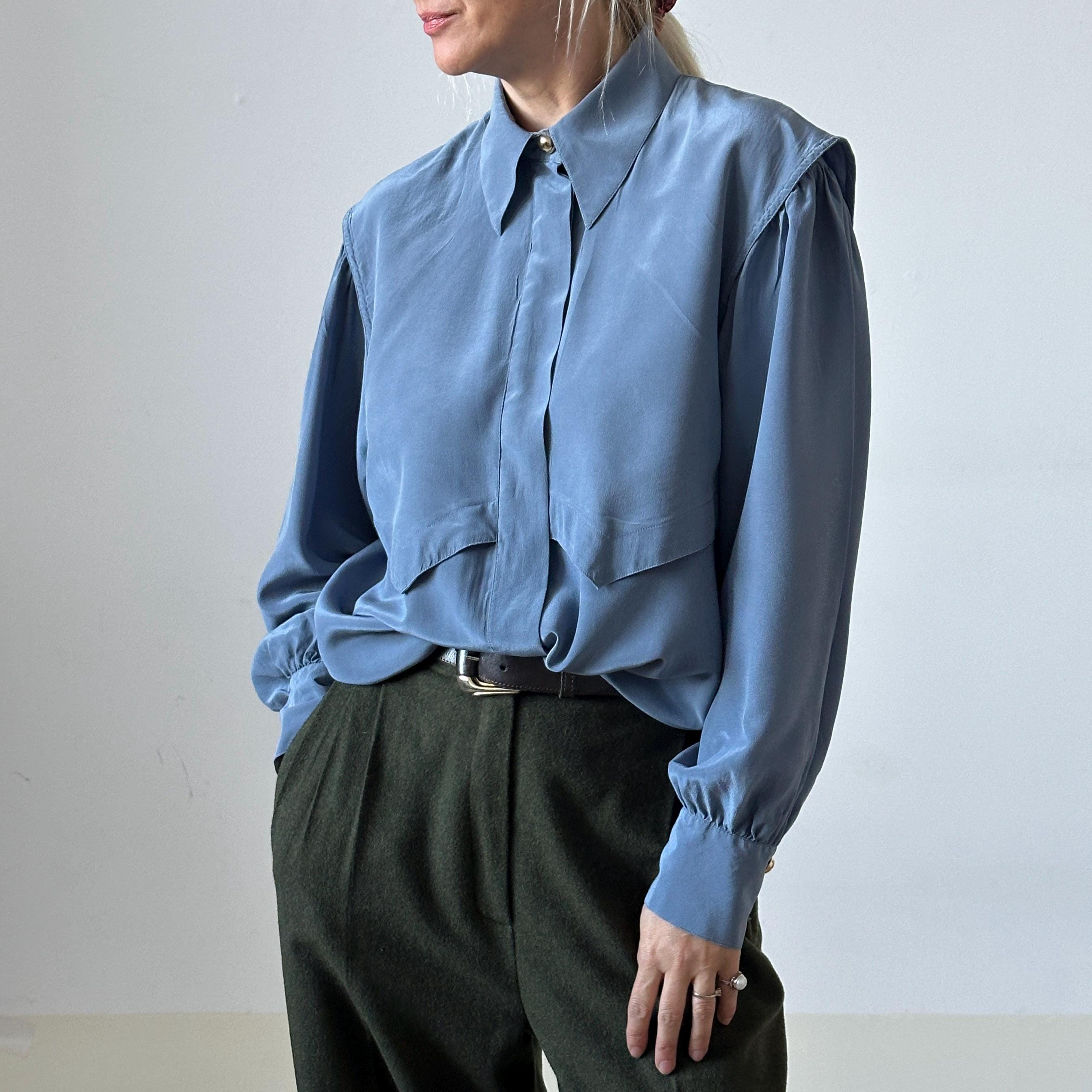 トップス 80s Plantation deformation silk shirt 80s Plantation deformation silk shirt 1980s Tissue Silk Blouse-S/M