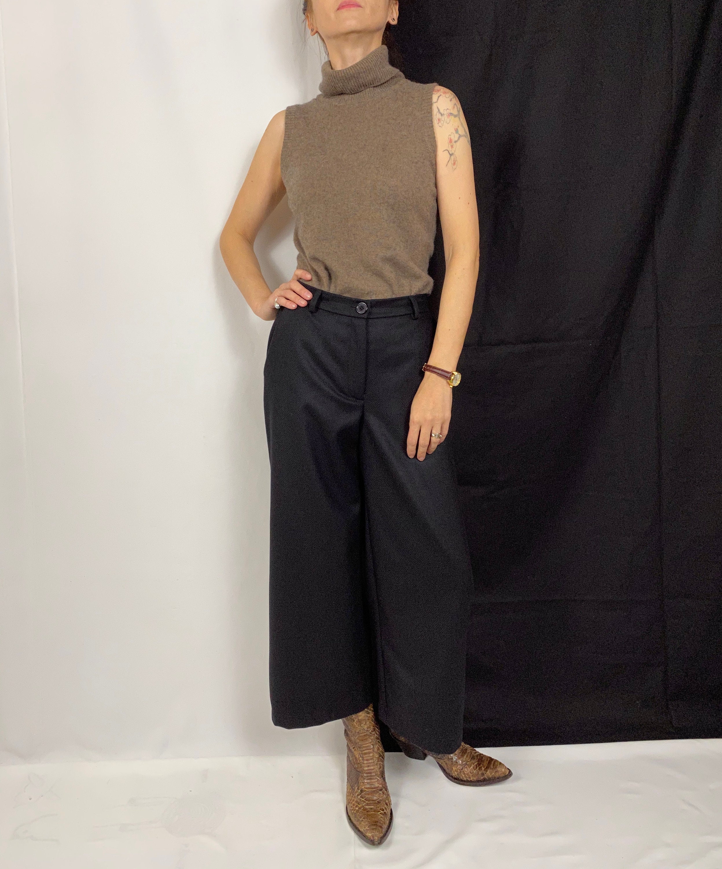 Black Wool Culottes for Women Size XXS XL Handmade Wool | Etsy