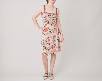 Vintage Floral Silk Slip Dress | Made in Italy, Size IT42 (S)