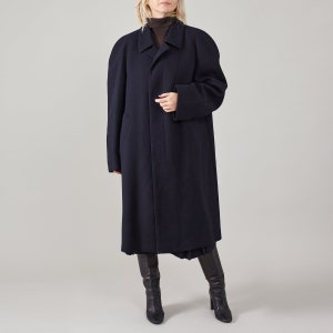 Vintage Navy Wool Overcoat - Mens S-M | Women L - XL |  Classic Straight-Cut, Single-Breasted Winter Coat